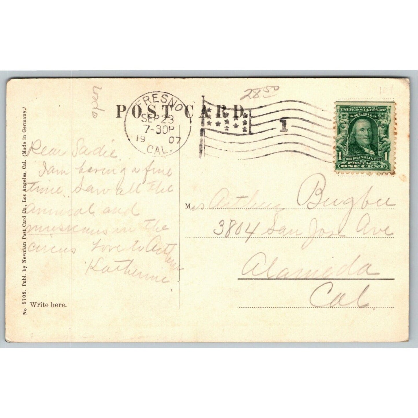 Vintage c1907 Postcard Library, Fresno, Cal.