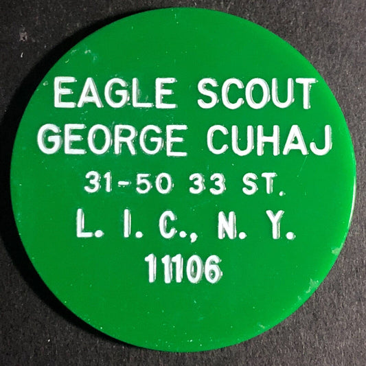 George Cuhaj Eagle Scout Jamboree Collector* 1977 Plastic Trade Token 37.5mm VGC