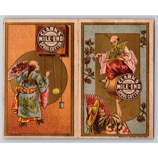 Asian Themed 1880 Calendar Victorian Trade Card Clark's ONT Spool Cotton