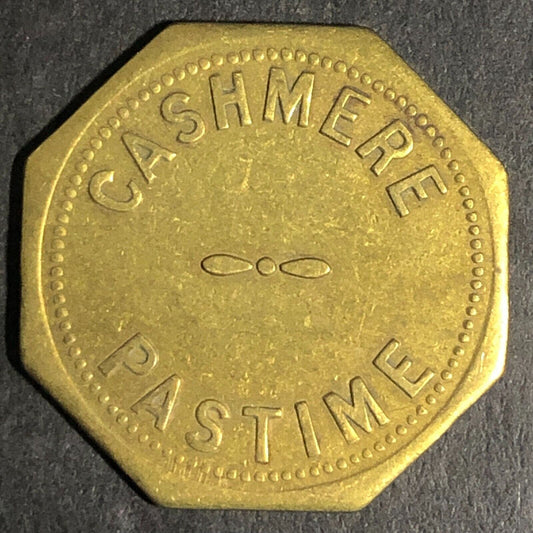 Cashmere Pastime (Washington) Brass G/F 25c Hexagon Trade Token - 25mm