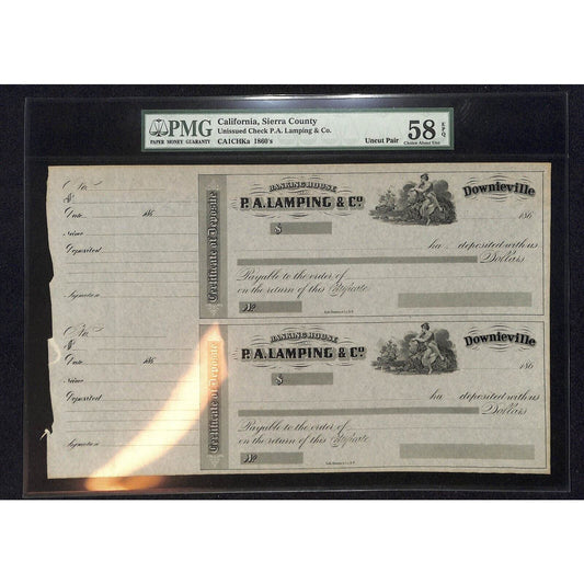 Lamping & Co's Express 1860's NOS Certificate of Deposit / Uncut Pair PMG