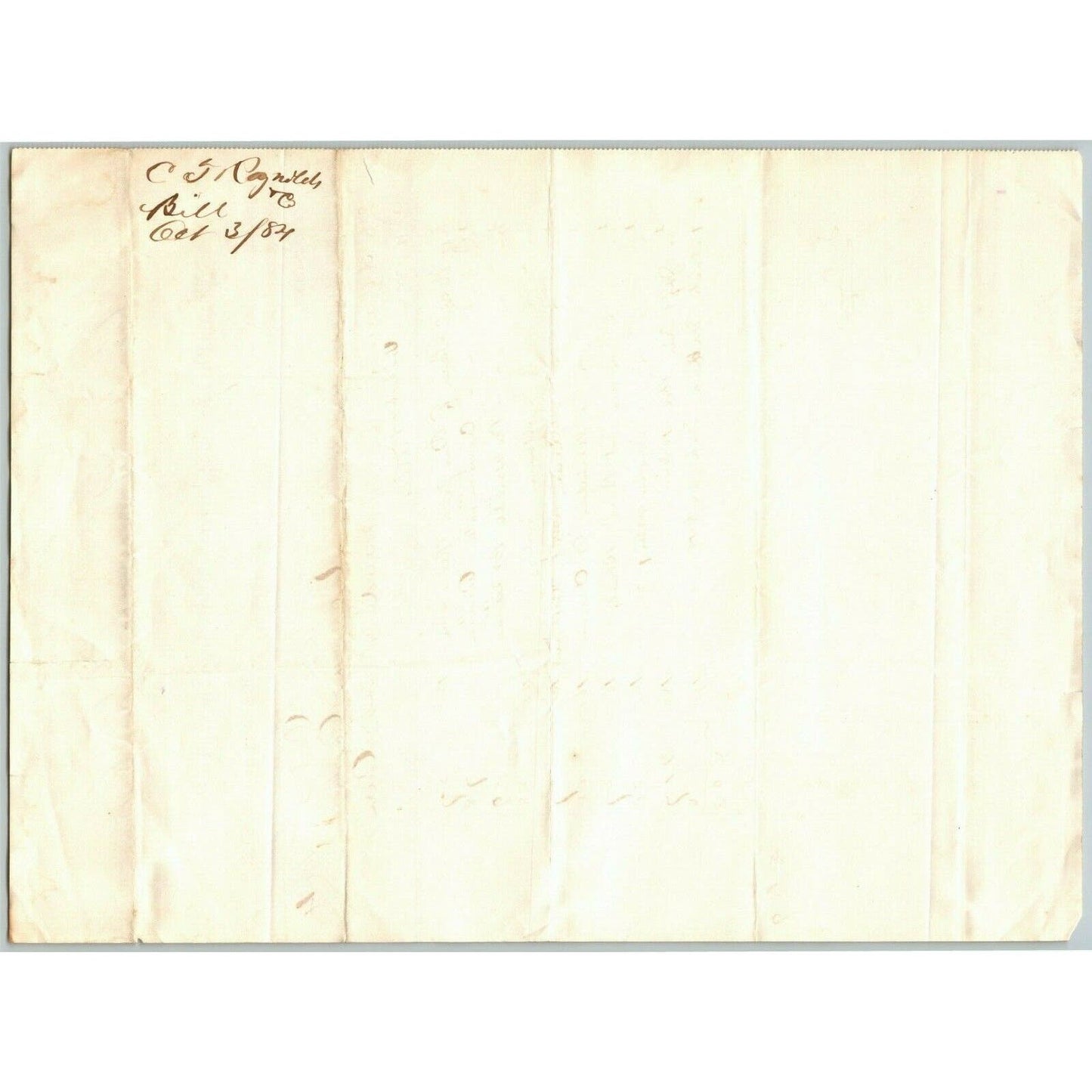 C.T. Reynolds & Co. NY, NY to Glover, Warner & Clarke Sandy Hook Letterhead 1884