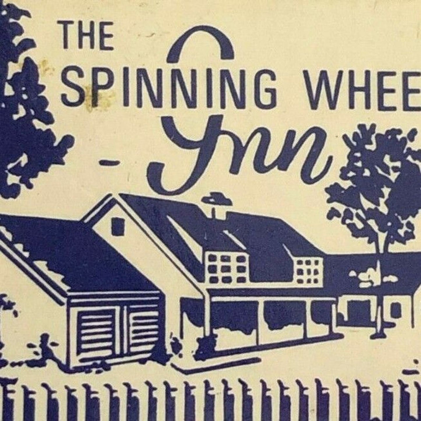 c1960's-70's Wooden Matchbox Matchbook "Spinning Wheel Inn" Redding Ridge, CT