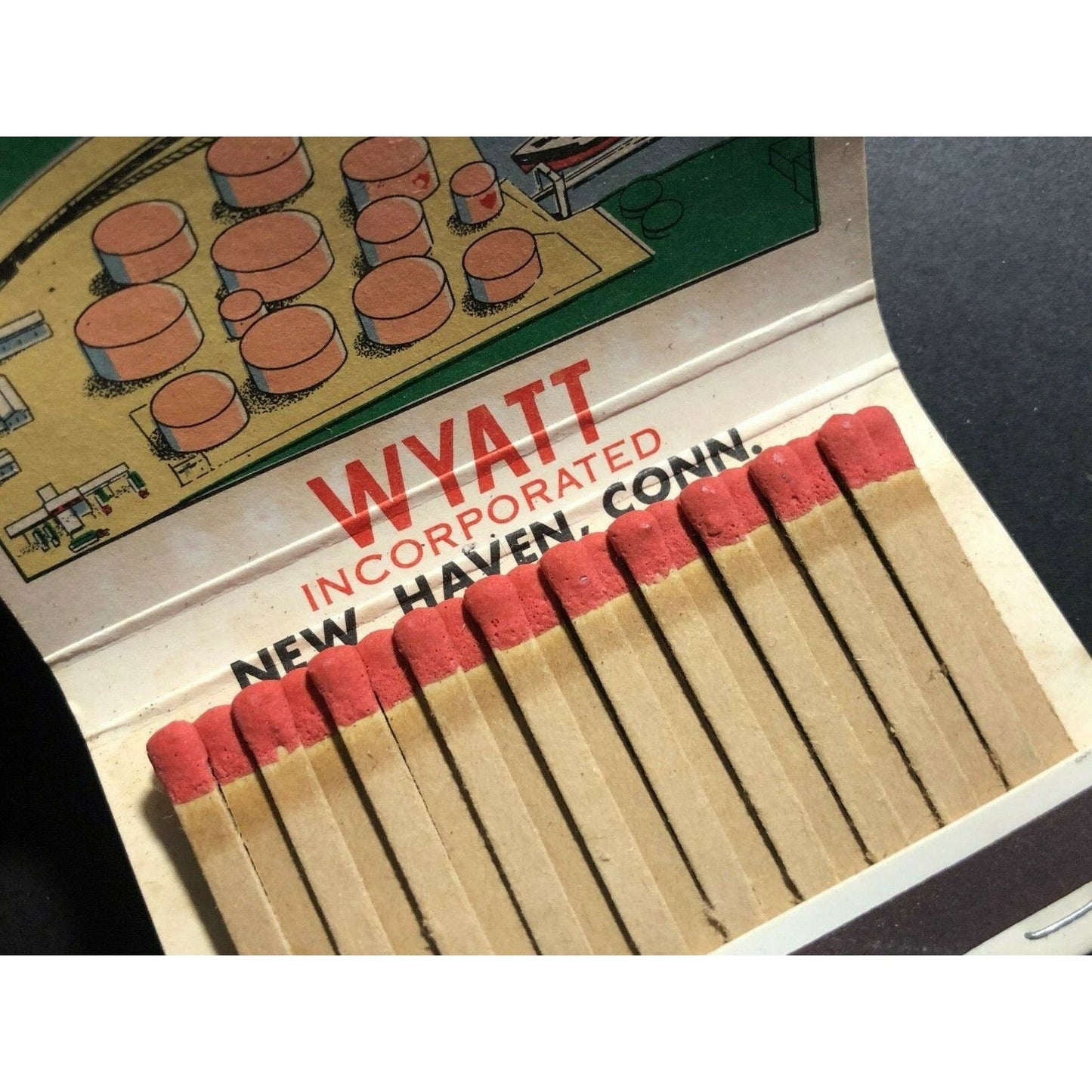 c1960's-70's Vintage Full 40 Strike Matchbook Wyatt Fuel Oil New Haven, CONN