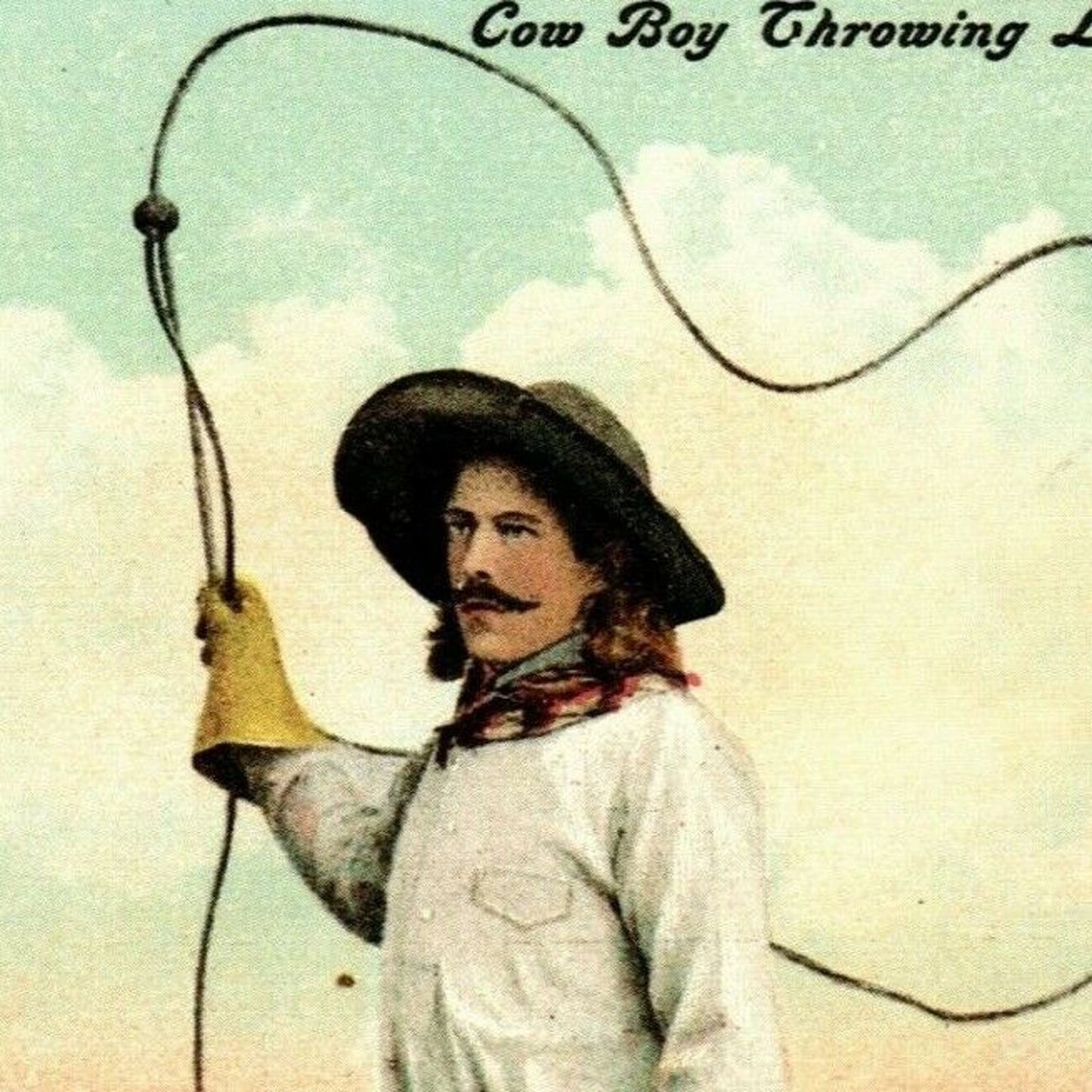 "Cowboy w/ Lasso" - Vintage Unposted Reproduction Postcard