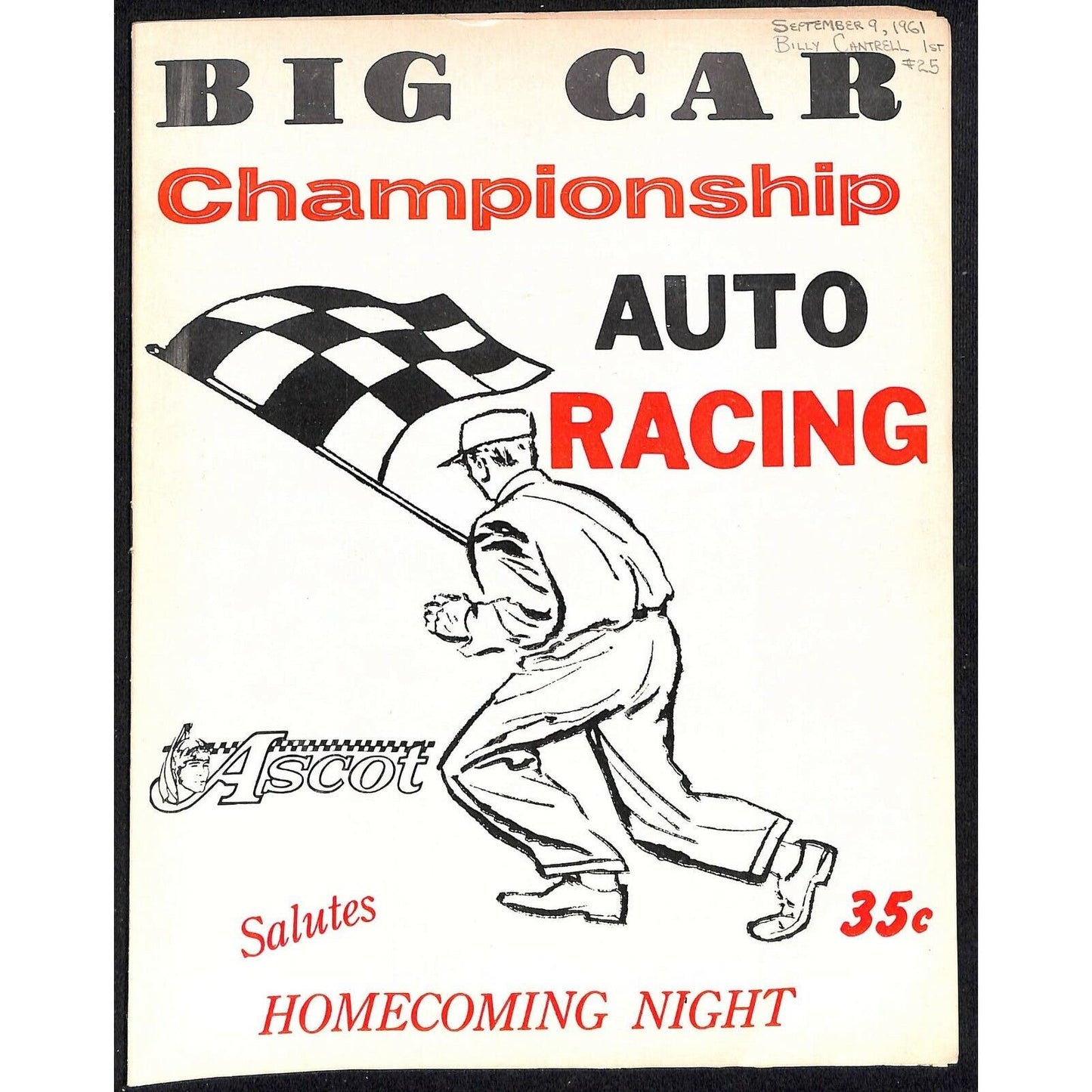Scarce Sept 9 1964 Big Car Auto Racing Championship CRA Program Ascot 12pp.