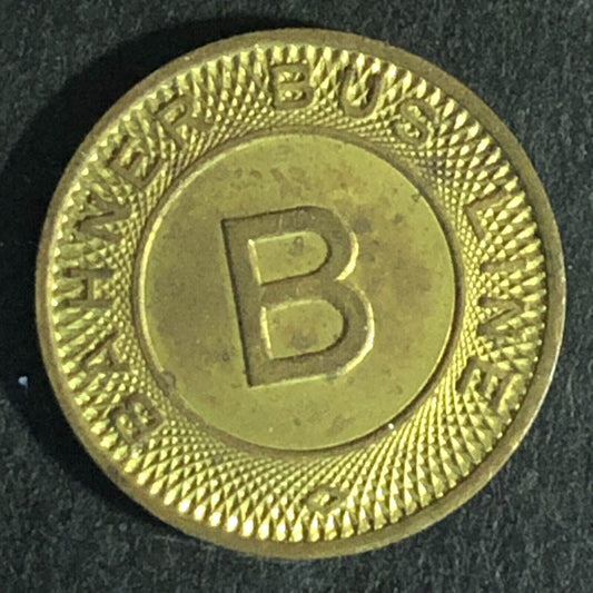 Bahner Bus Line (Williston ND) WM G/F One Fare Transit Token c1953 16mm