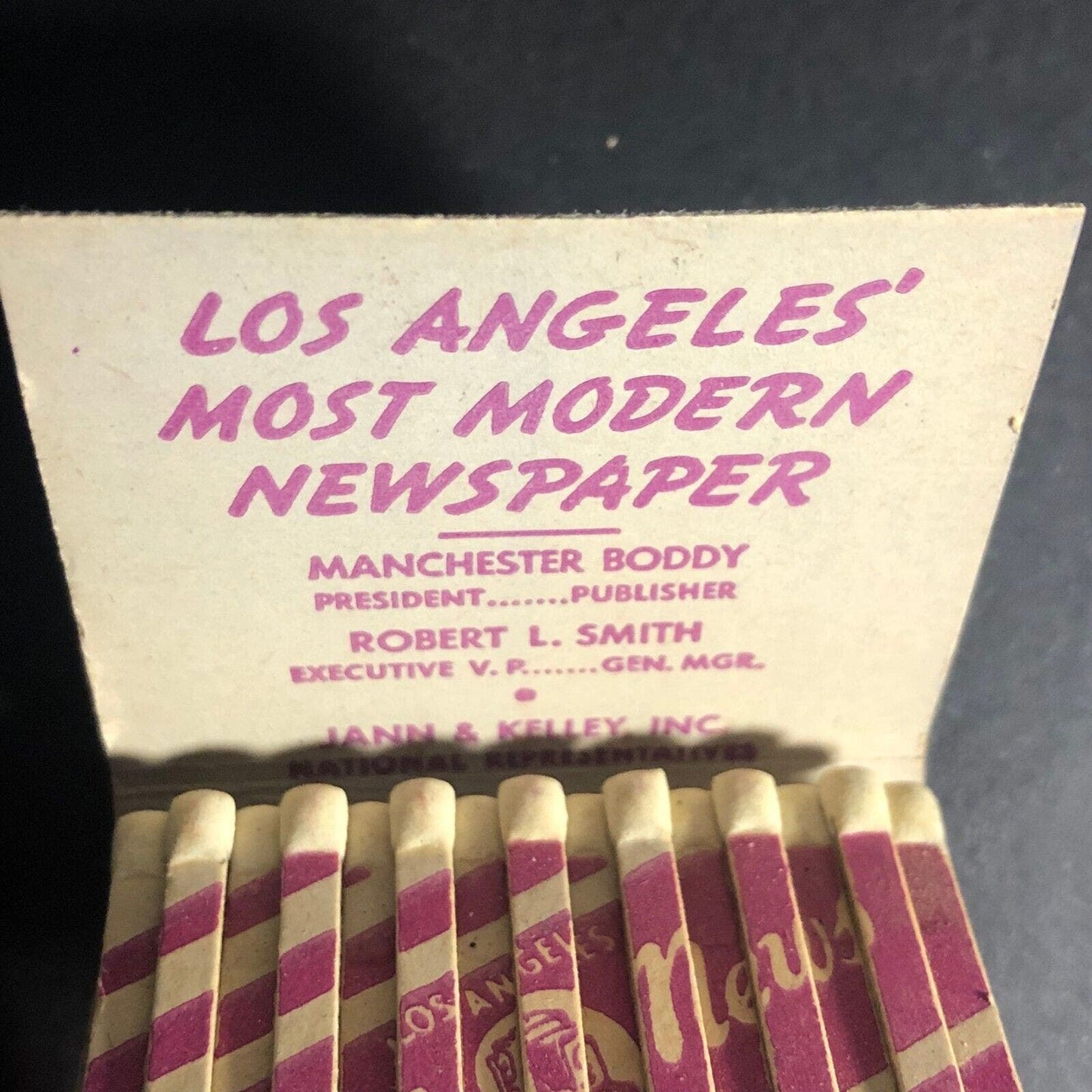 Los Angeles Daily News Printed Stick Matchbook c1940's-53 Full 30-Strike VGC