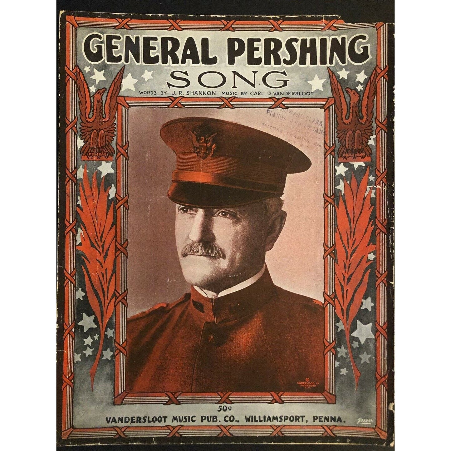 Vintage WWI Sheet Music "General Pershing" Real Photo