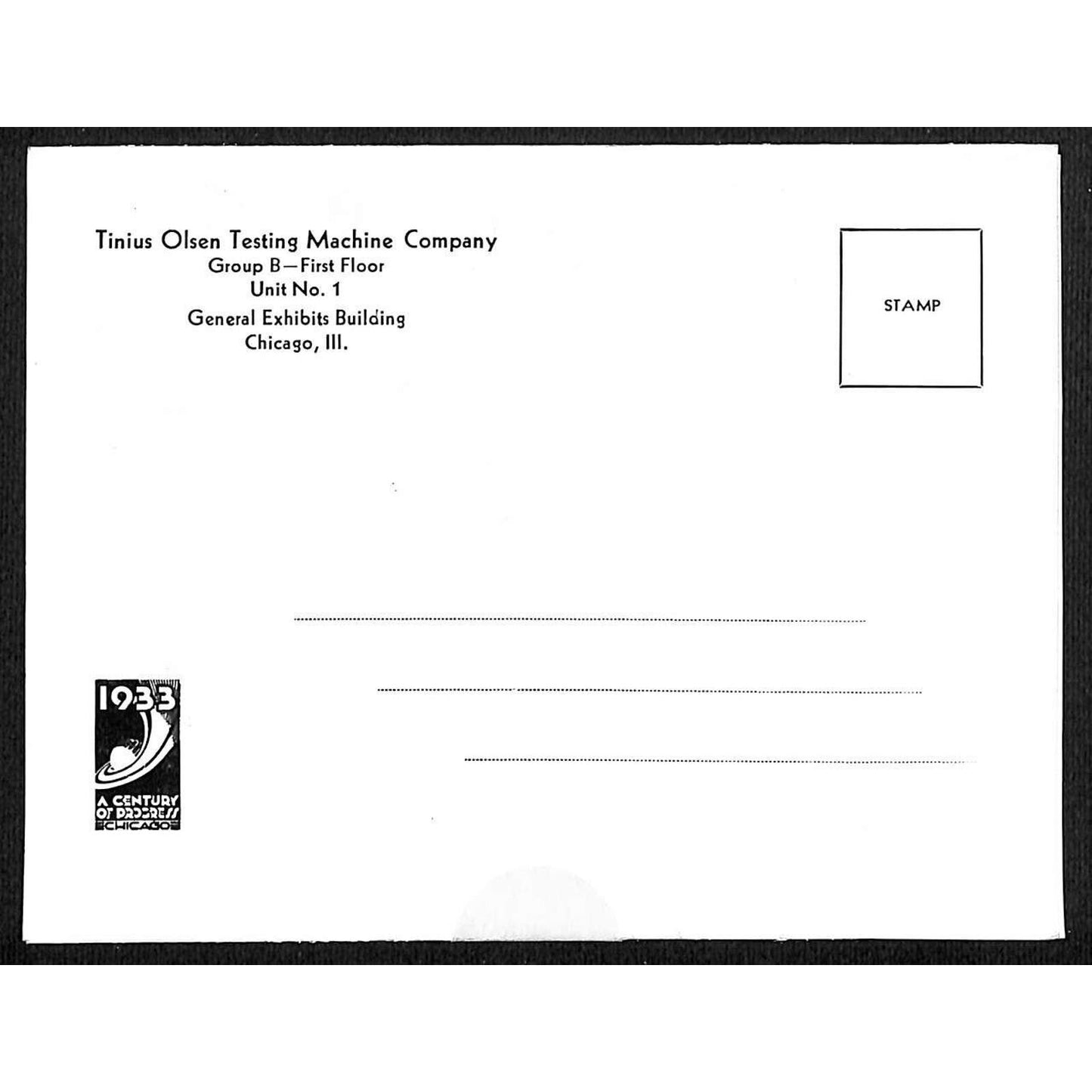 Tinus Olsen Testing Machine Brochure (Sealed) 1933 Chicago World's Fair VGC