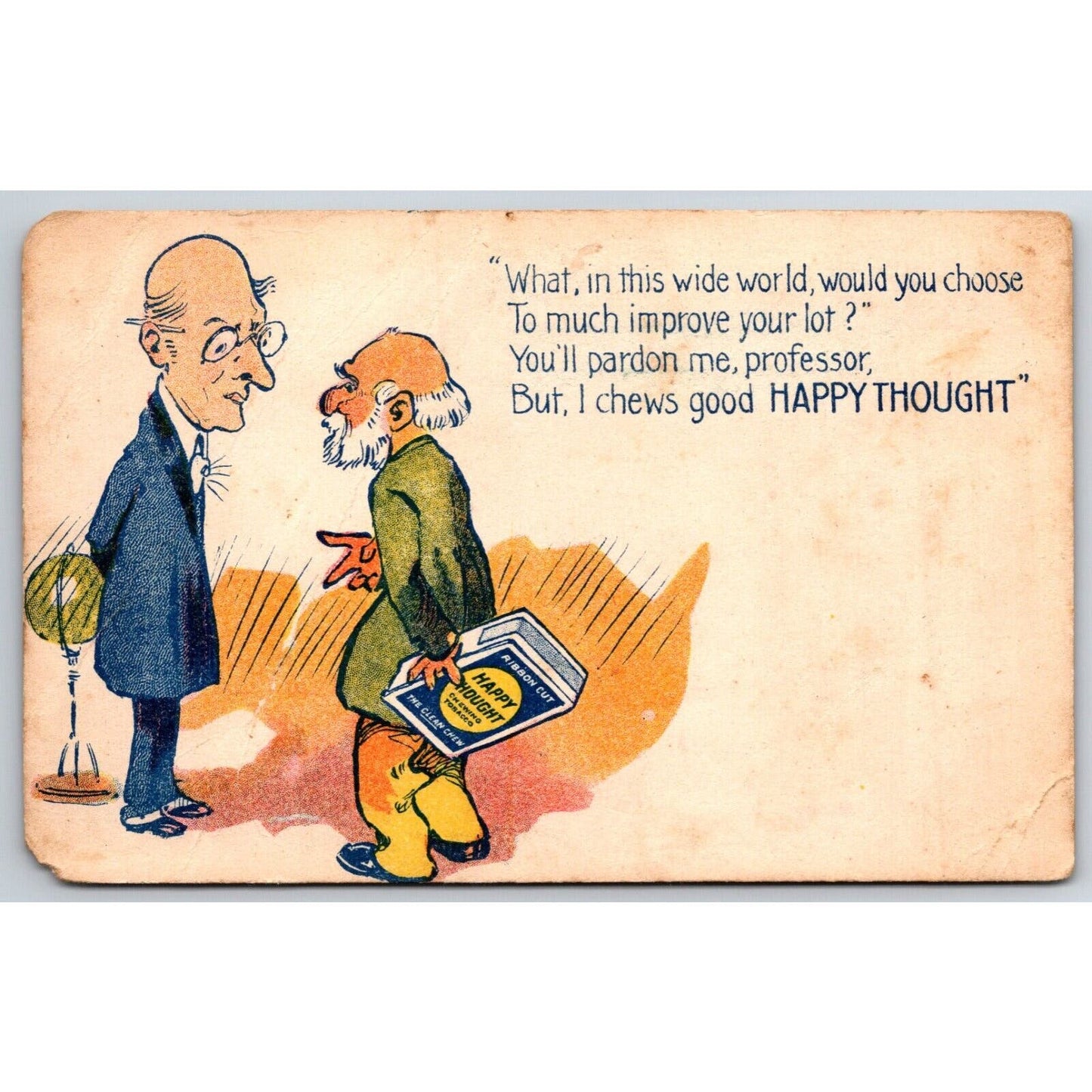 Happy Thought Chewing Tobacco Old Men Advertising Postcard UP 1907