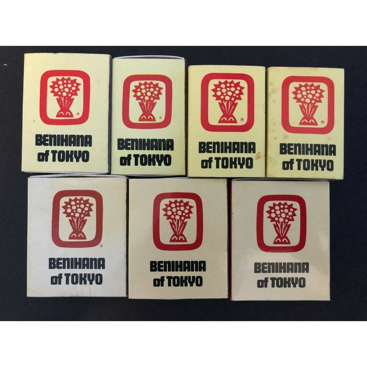 Group of 7 c1970's-80s' Wooden Matchboxes / Matchbooks - Benihana of Tokyo