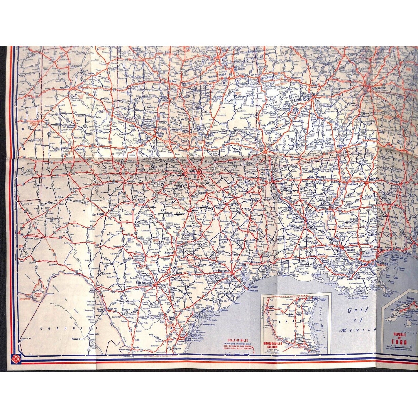 Standard Oil Highway Map of South Eastern United States c1930's 18" x 34" VGC