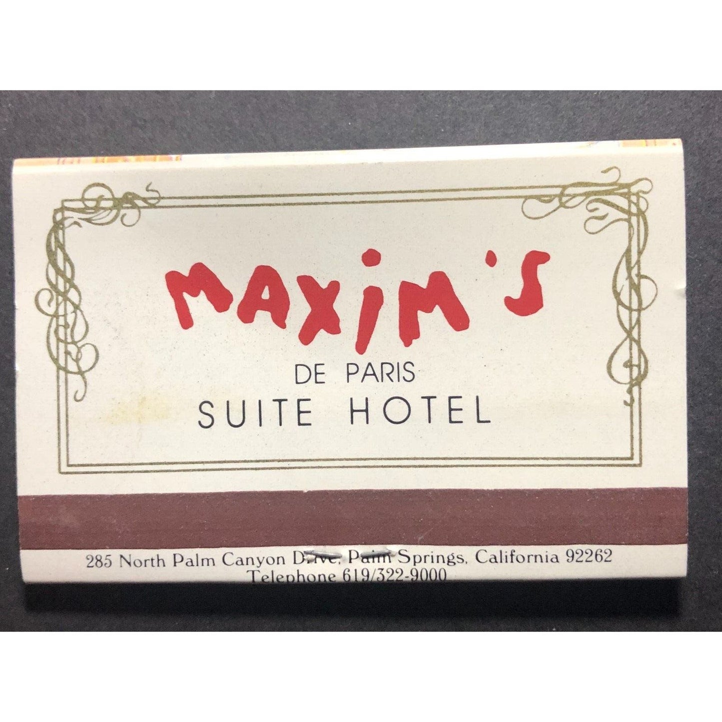 Maxim's De Paris Suite Hotel "Paris 1900" Full Matchbook c1975-85 VGC