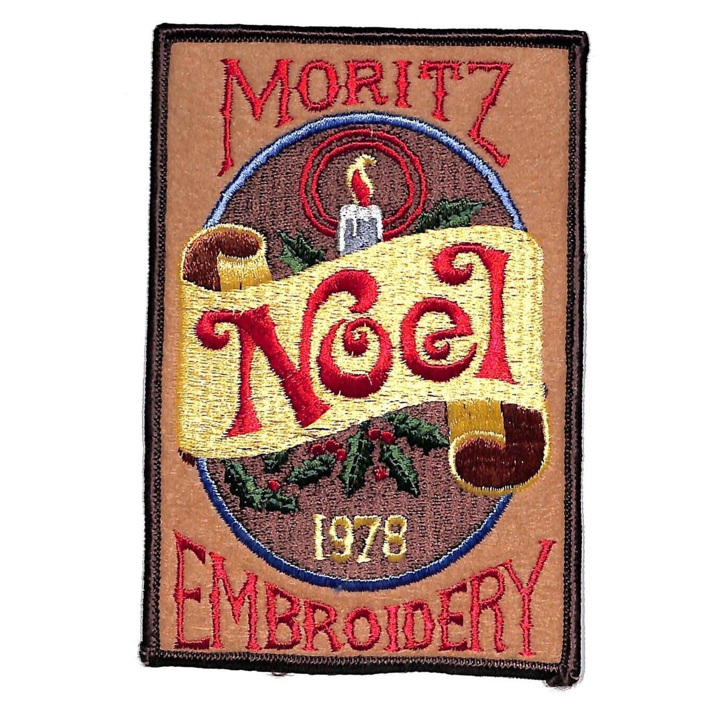 Moritz Embroidery 1978 "Noel" Sample Embroidered 4" x 6" Patch VGC