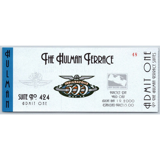 2000 Indy 500 Practice Day Hulman Terrace Ticket Stub Indianapolis #48
