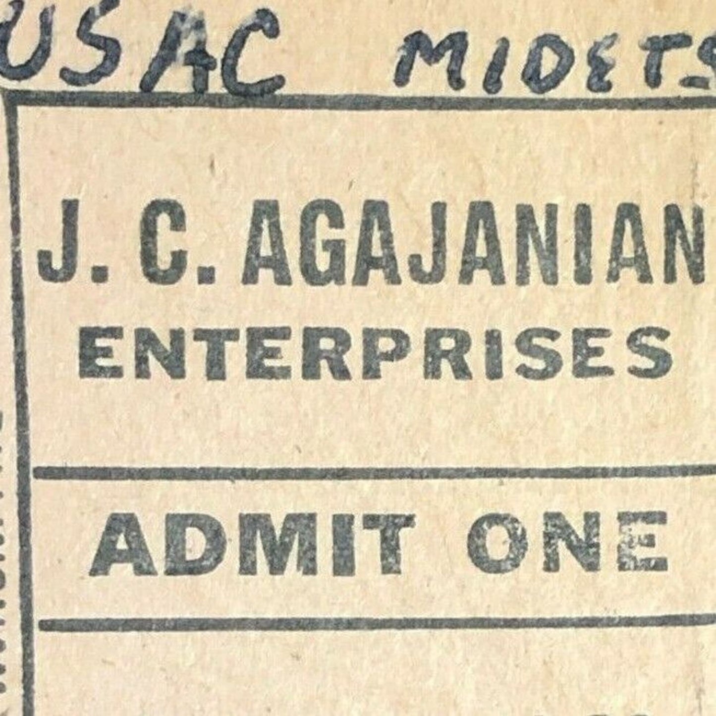 Vintage USCA Midget Race Racing Ticket San Bernardino Jul 28 1962