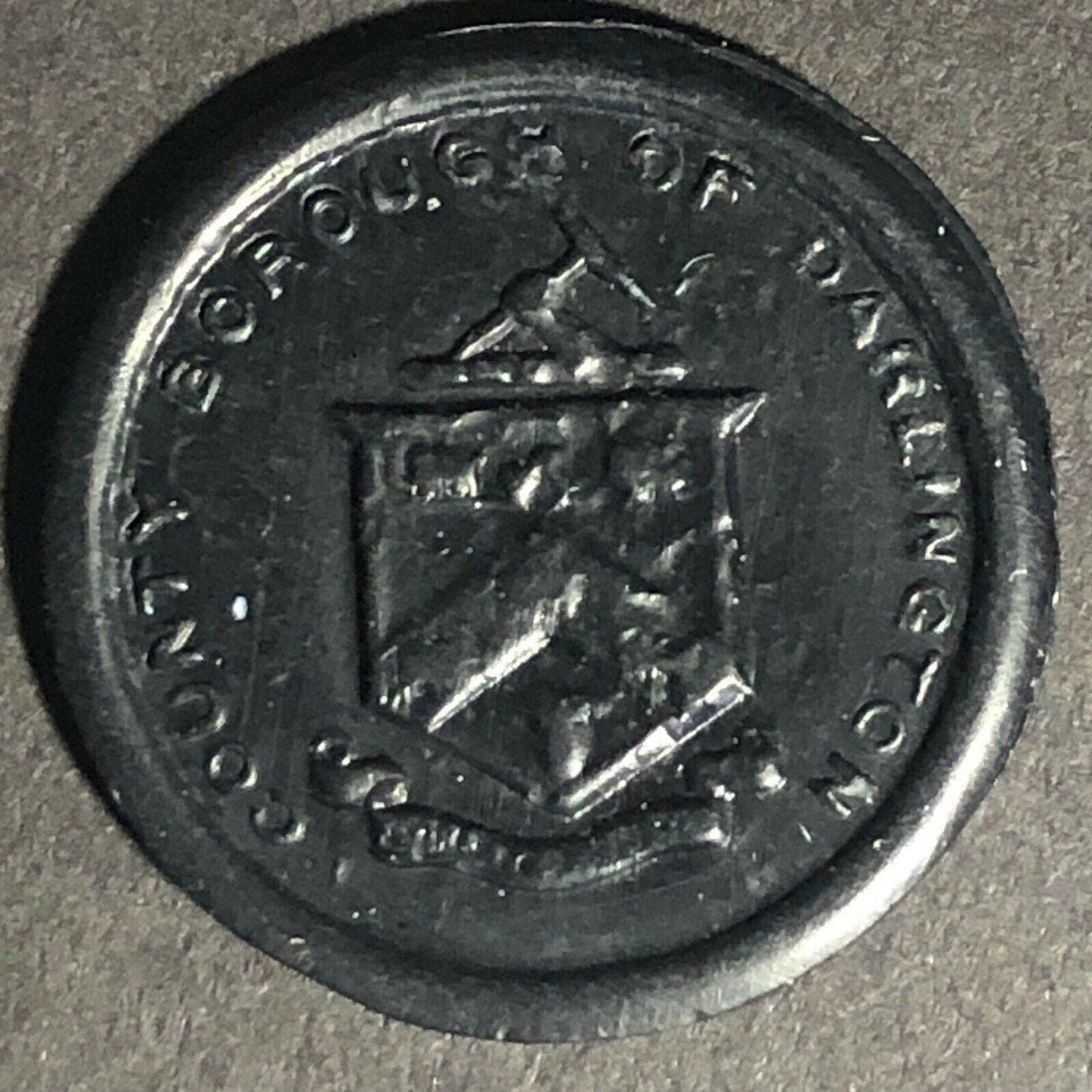 Darlington Transport Transit England Plastic Token Black 1/2D 22mm c50's-60's