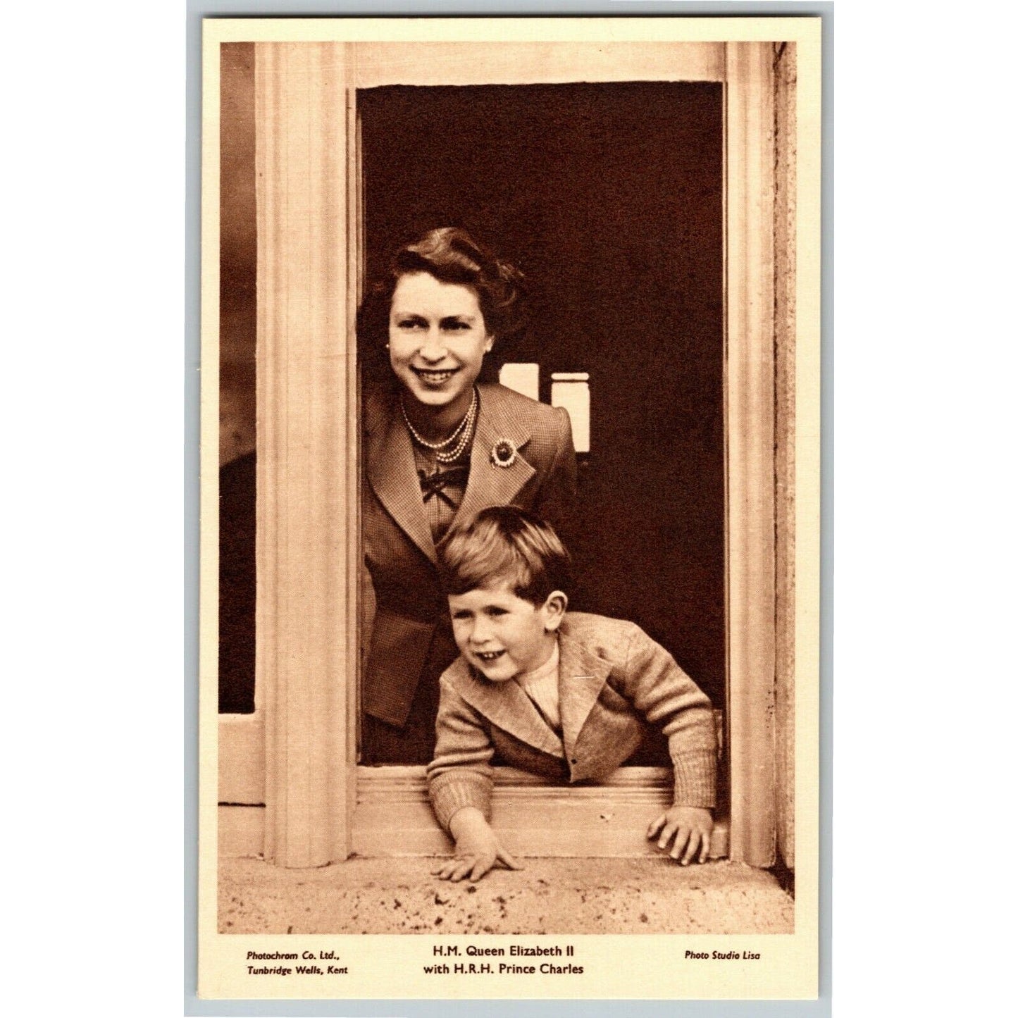 c1950's "Queen Elizabeth II with Prince Charles" PPC Postcard Unposted