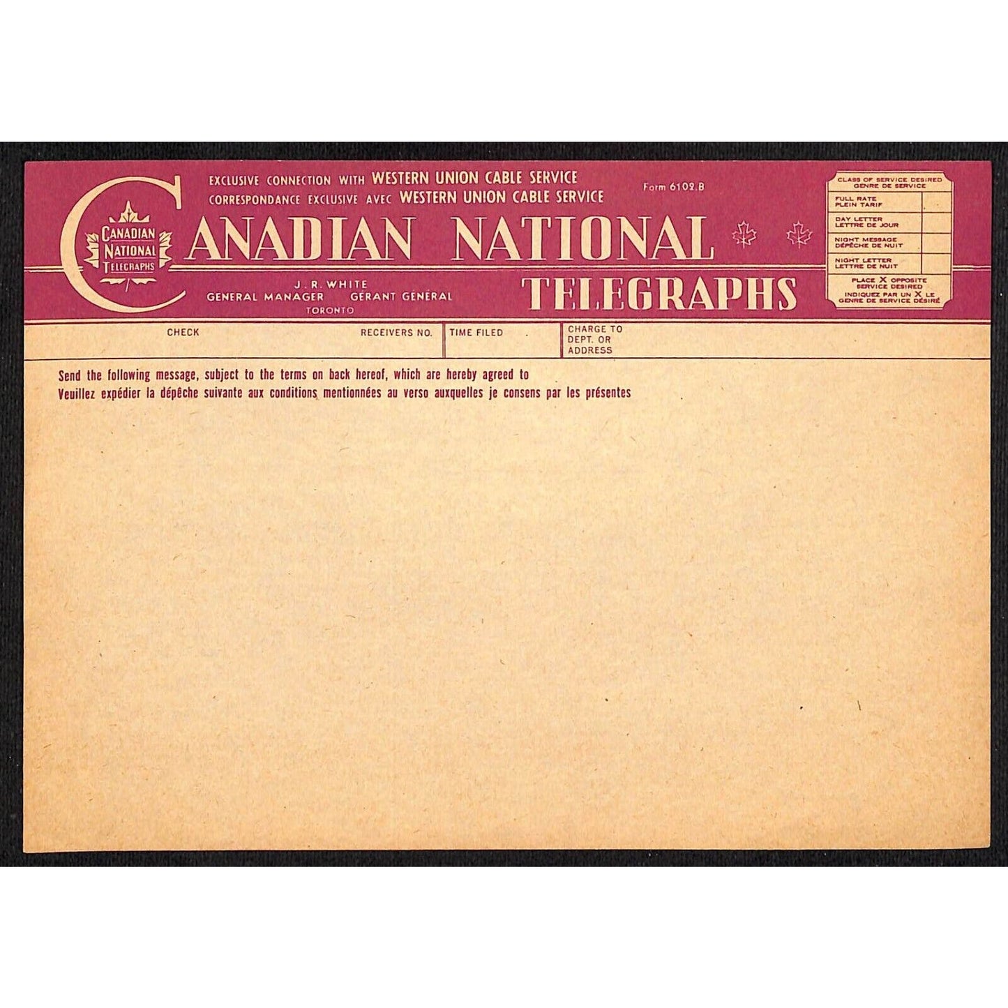 Canadian National Telegraphs Unused c1940's-50's VGC