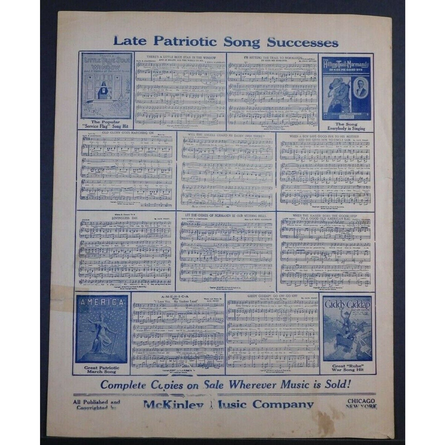 WWI Sheet Music - "It's For YOU, Old Glory, It's For YOU." Soldier Ready To Go!