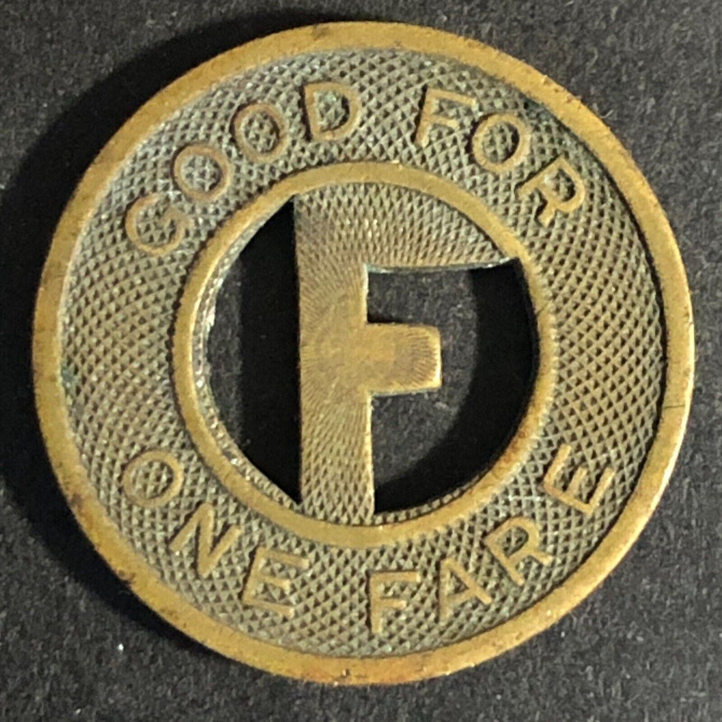Fullington Auto Bus Co (Clearfield, PA) Brass G/F One Fare Transit Token" 21mm