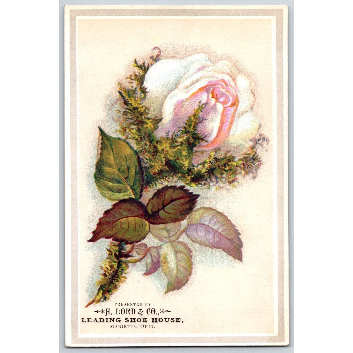 Marietta, OH H. Lord & Co Victorian Trade Card - "Leading Shoe House"