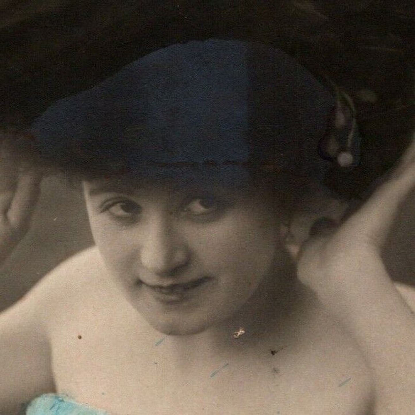 Vintage Postcard - Annie Wilkens Posing w/ Very Large Fancy Hat