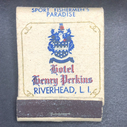Hotel Henry Perkins Riverhead, L.I. NY Full Matchbook c1940's VGC Scarce