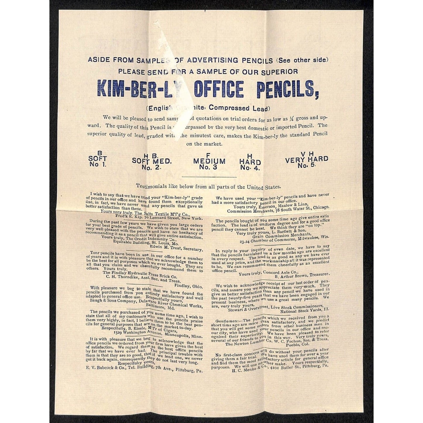 Newburgh, ME Amos W. Knowlton* 1901 Jersey City, NJ Pencil Exchange Letterhead