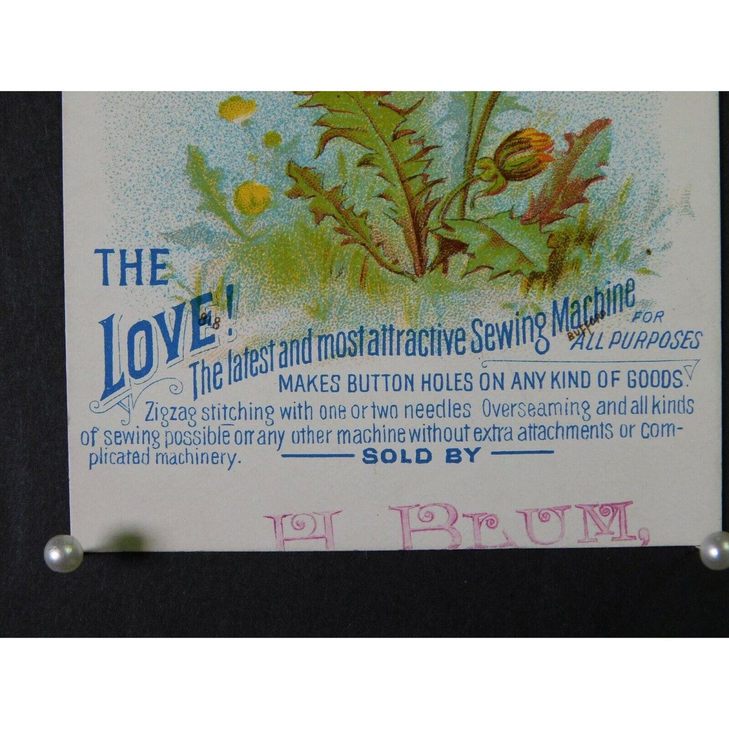 Victorian Advertising Trade Card - The "Most Attractive" "Love" Sewing Machine