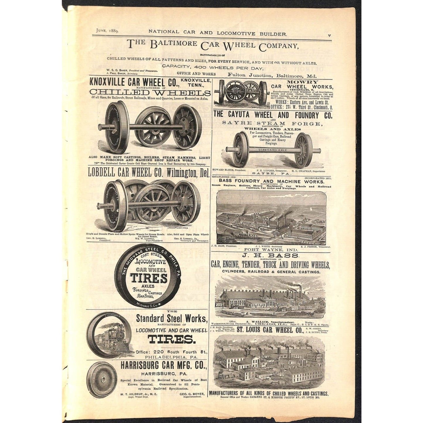 National Car and Locomotive Builder Railroad June 1889 50pp Large & Very Scarce
