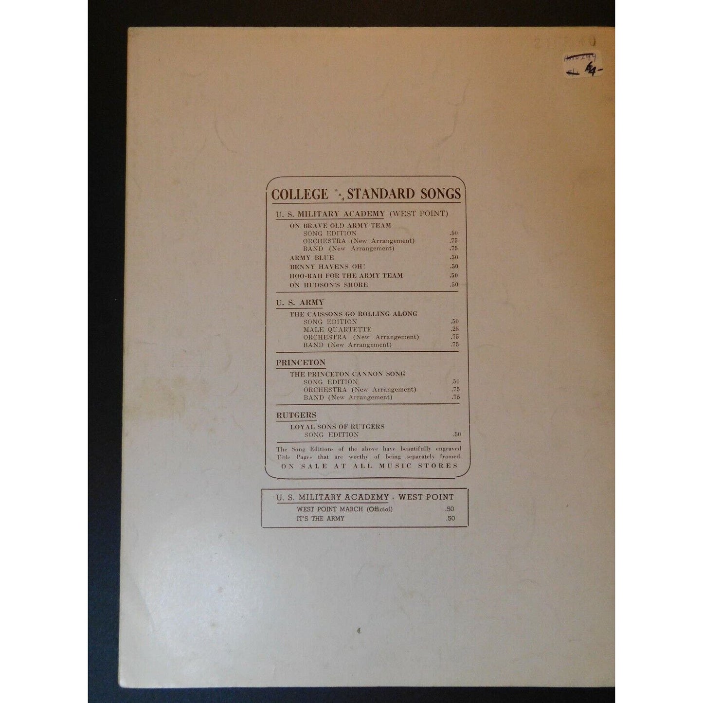 Vintage 1930 Sheet Music "The Caissons Go Rolling Along" Edmund L. Gruber