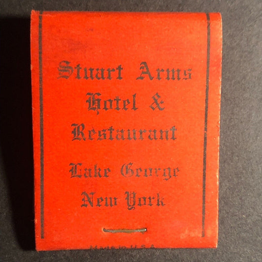 Lake George, NY Stuart Arms Hotel & Restaurant Full Matchbook c1930's-40s Scarce