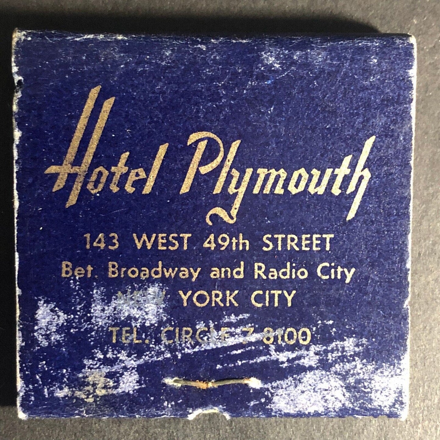 Hotel Plymouth New York City 30-Strike -2 Matchbook c1940's VGC Scarce