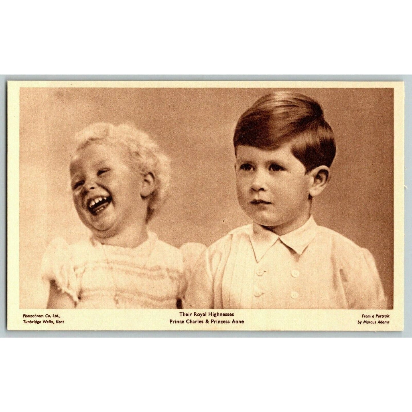 c1950's "Prince Charles & Princess Anne" Portrait PPC Postcard Unposted