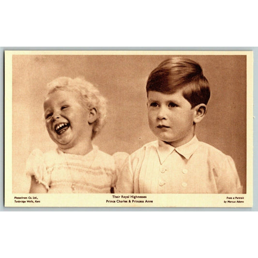 c1950's "Prince Charles & Princess Anne" Portrait PPC Postcard Unposted
