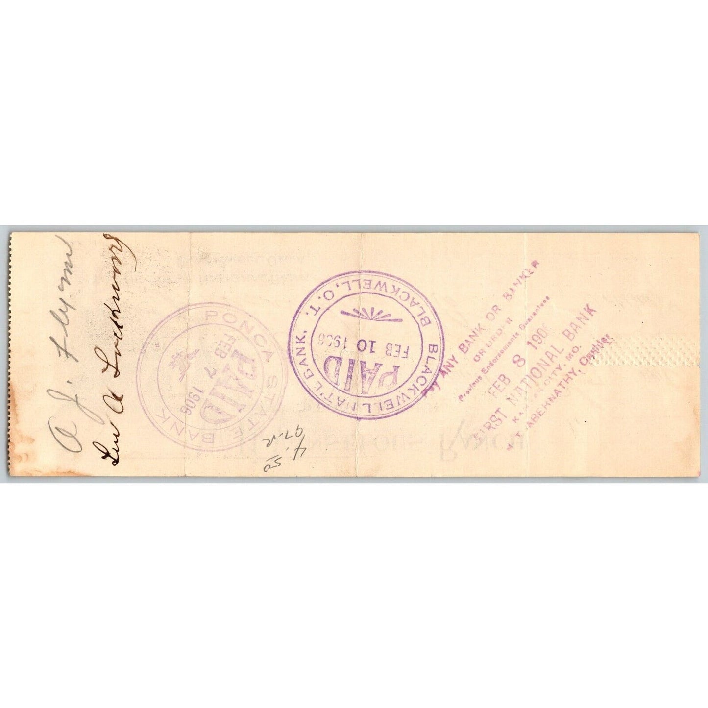 Blackwell OK 1908 Territorial V.H. Vanselous Ranch Check Bull Vignette - Scarce