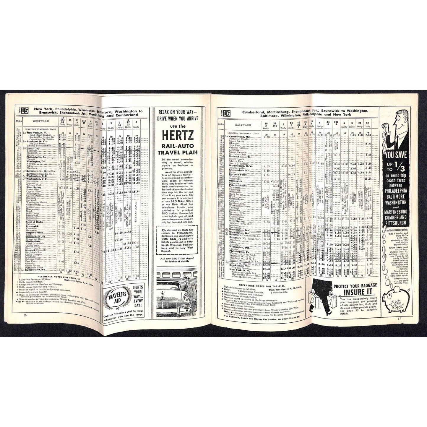 Baltimore & Ohio Railroad 1956 System Time Tables 42pp