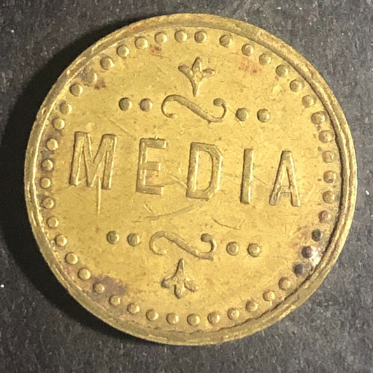 7 Media Brass Trade Token w/ Stars 21mm