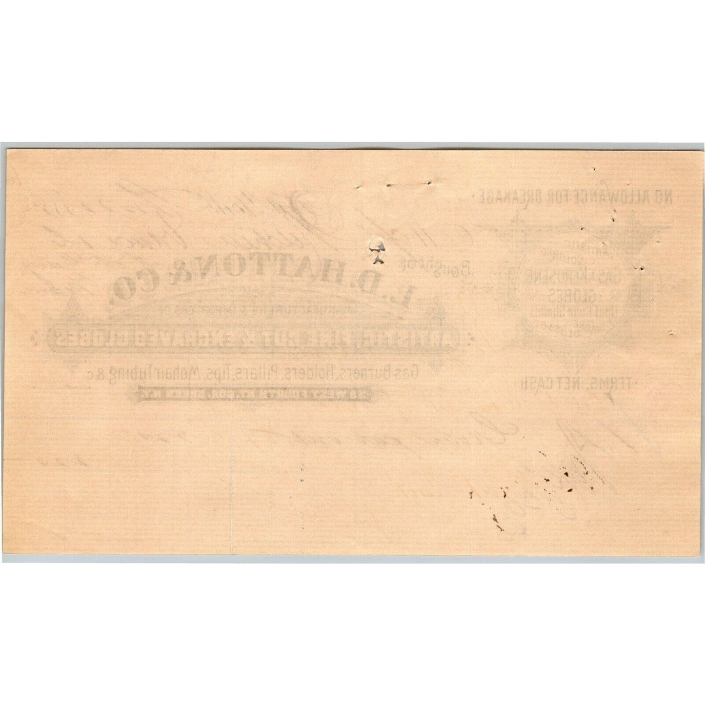 1887 L. D. Hatton & Co. Pillars Tips Mohair Tubing Billhead Letterhead - NYC