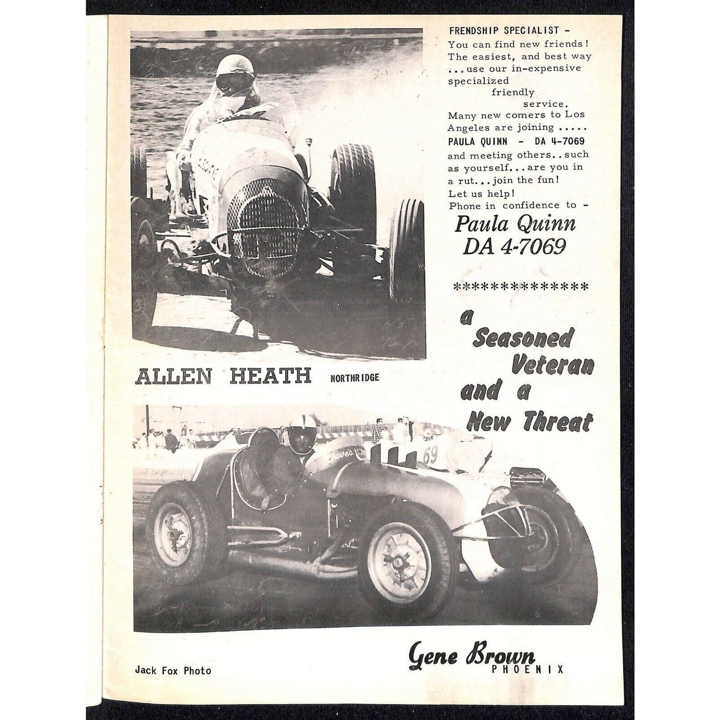 Scarce July 8 1961 Auto Racing CRA Big Car Program Ascot Gardena, CA 12pp