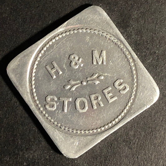 H & M Stores (Salt Lake City, UT) G/F 25c Square Alum. Token 25.5mm Scarce
