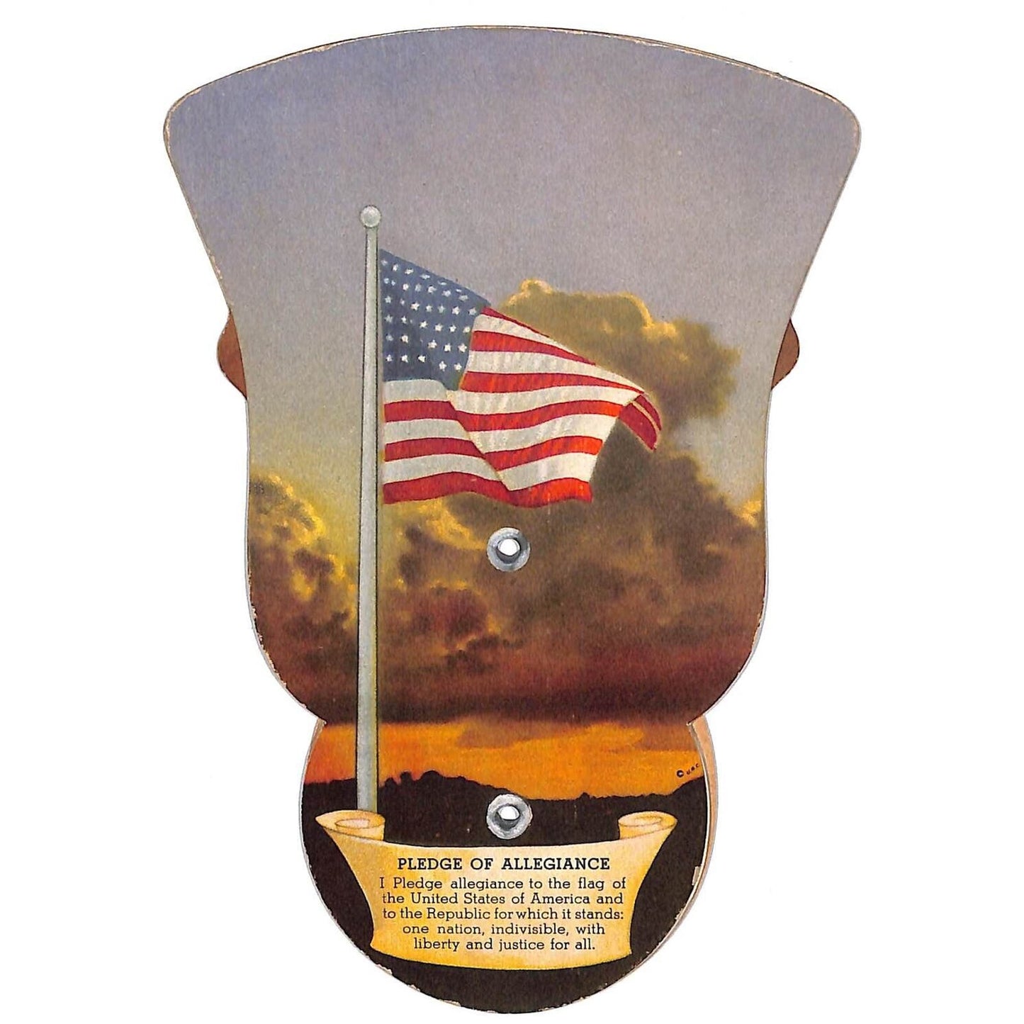 Naperville, IL Oliver J. Beidelman Undertaking Folding Hand Fan U.S. Flag c1950