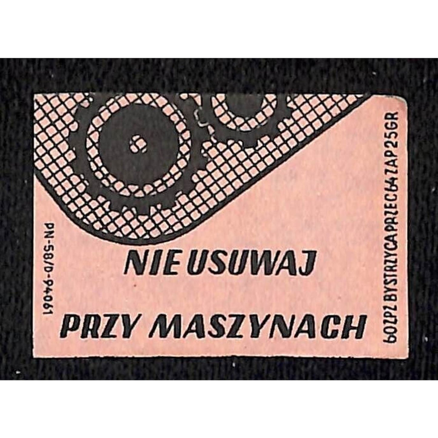 Vintage Polish Matchbox Label Safety PSA "Do Not Delete at the Machines ?" c1960