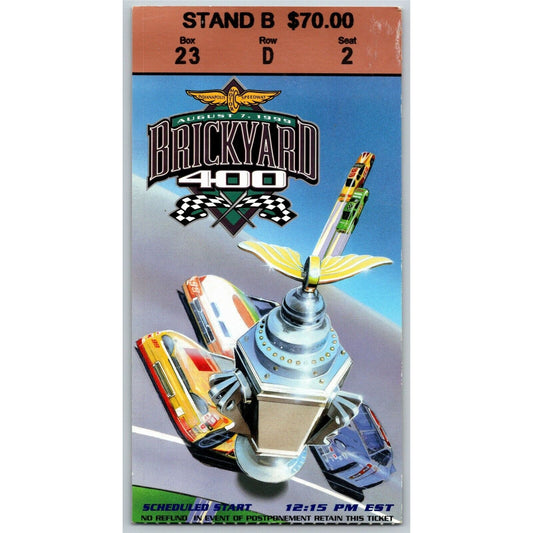 1999 Brickyard 400 Indianapolis Motor Speedway Ticket Stub - Seat 2