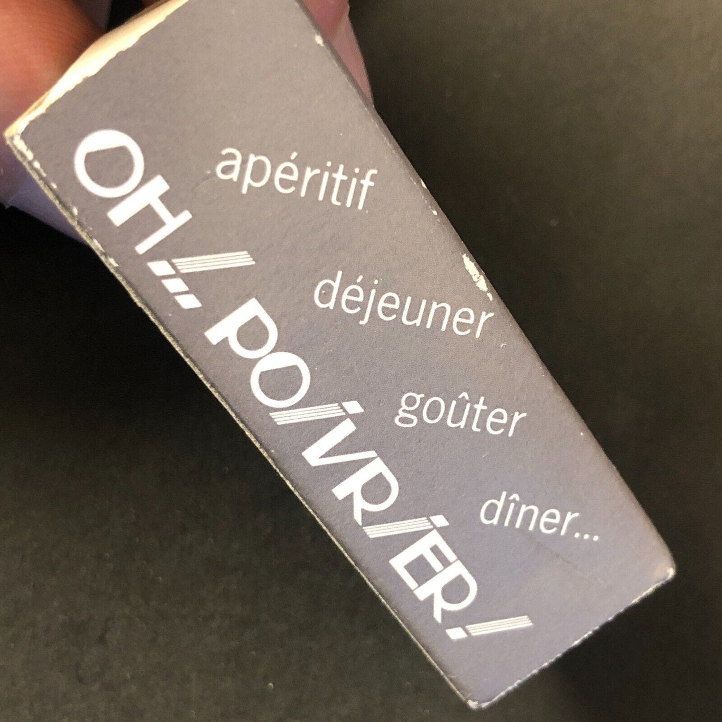 "Oh! Poivrier!" Restaurant Paris France Novelty Triangular Matchbox c1984-90