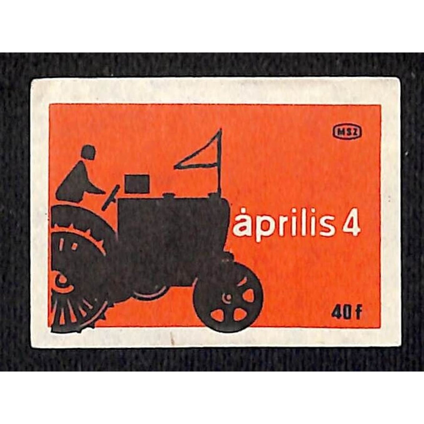 Vintage Matchbox Label Hungarian / Soviet April 4 1950 ? Tractor
