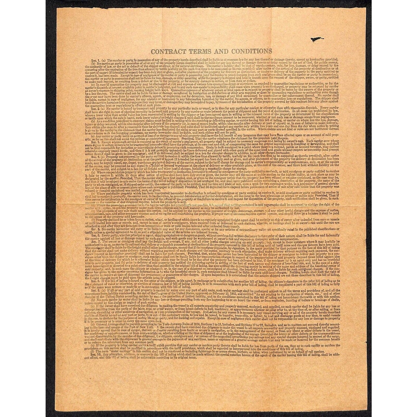 State University Railroad Co. 1938 Bill of Lading