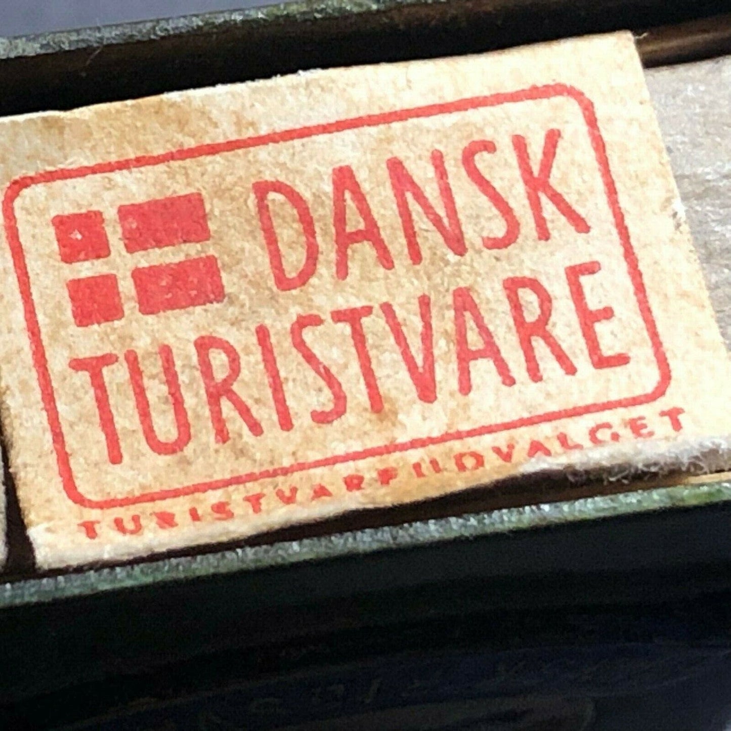 c1960's-70's Brass Colored Matchbox w/ Affixed Dansk Rigsvaben Enameled? Emblem